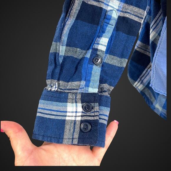 Toss Upcycled Flannel Shirt Chicago Cubs Cubbie Blue Jersey Legacy OS - Picture 6 of 6